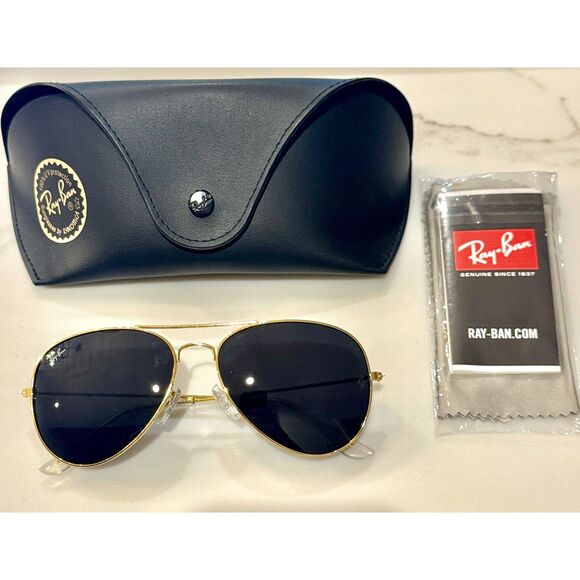 Ray-Ban Classic Aviator Gold Frame Sunglasses - New with Case - Picture 3 of 8